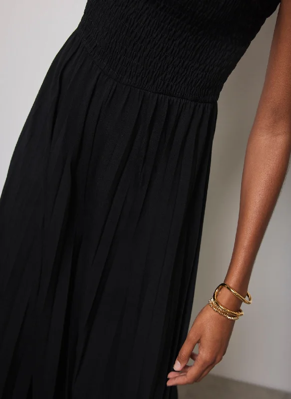 Black Pleated Bandeau Wide Jumpsuit