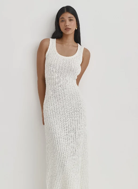 Cream Knit Maxi Dress- Cadie