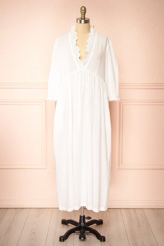 Doriane | White Cotton Nightgown