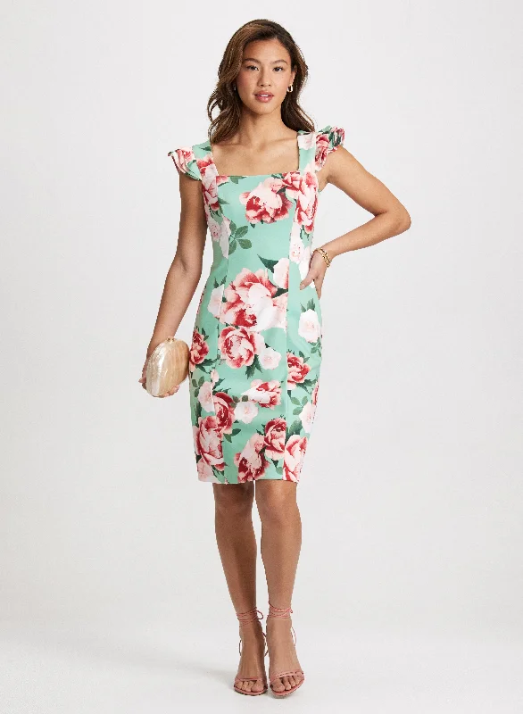 Frilled Floral Print Dress