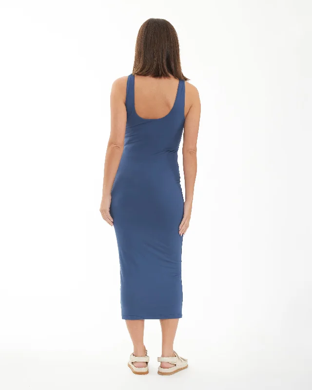 Luxe Knit Contour Dress Deep Blue