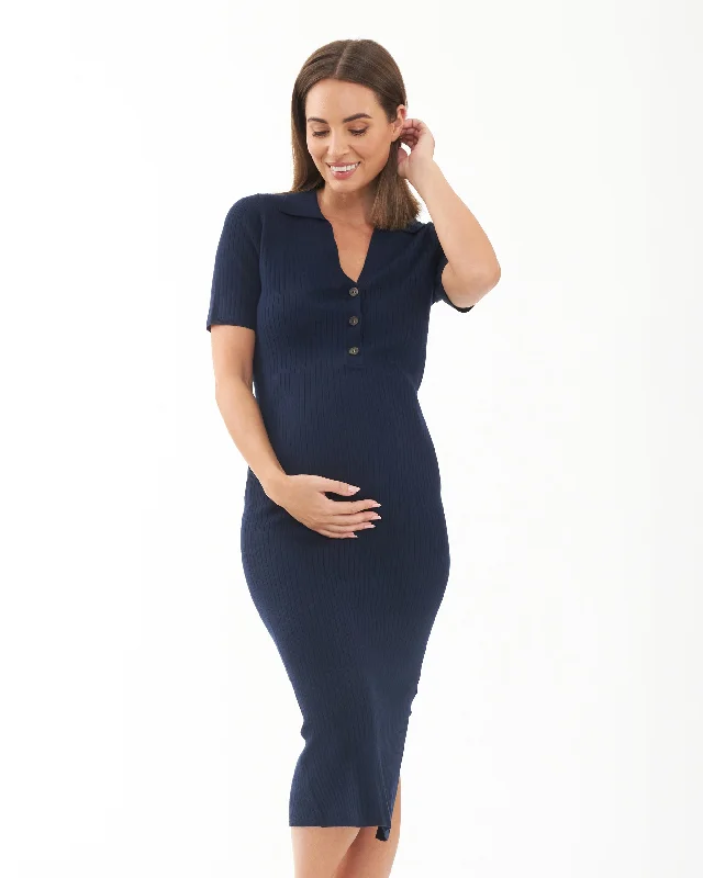 Maddy Knit Polo Dress Navy