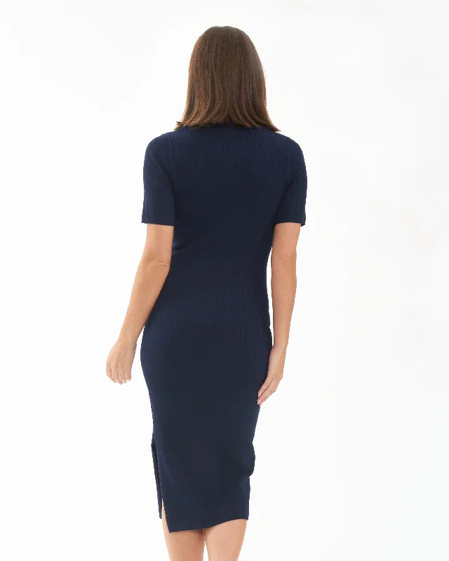 Maddy Knit Polo Dress Navy