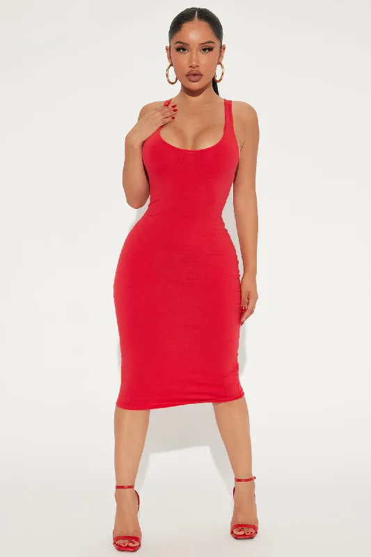 Rachel Racerback Midi Dress - Red