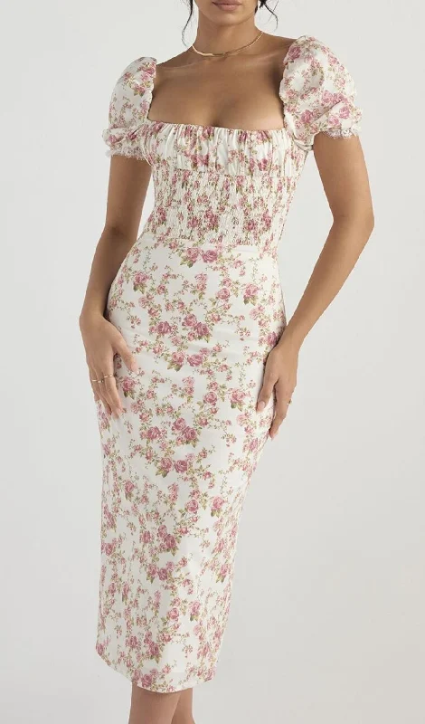 ROSE PRINT DRESS IN PINK