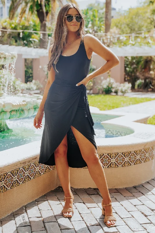 Soft & Sleeveless Black Wrap Dress - FINAL SALE