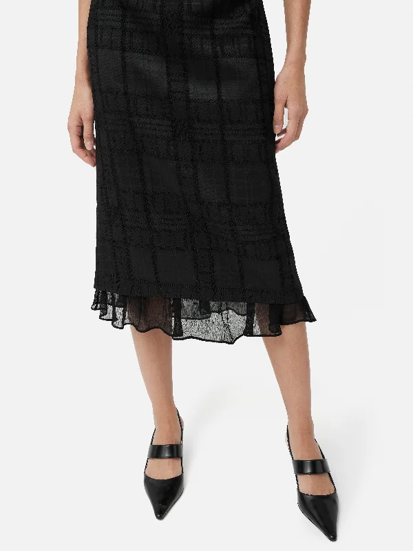 Textured Check Midi Dress | Black