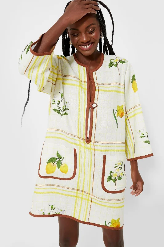 Vibrant Yellow Summer Picnic Tunic Dress