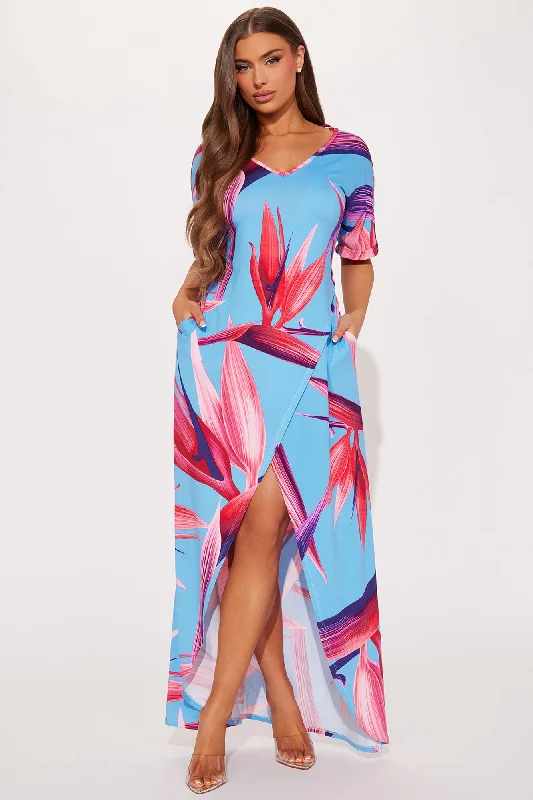 Analia Kaftan Maxi Dress - Blue/combo