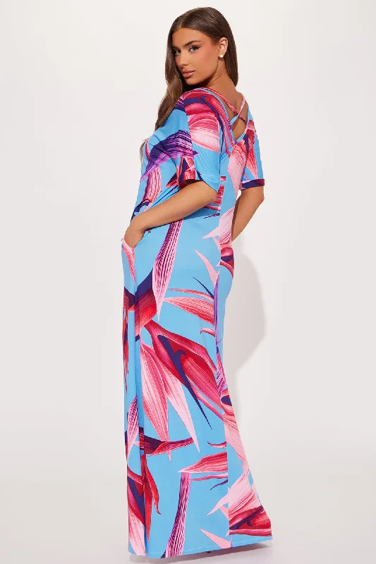 Analia Kaftan Maxi Dress - Blue/combo