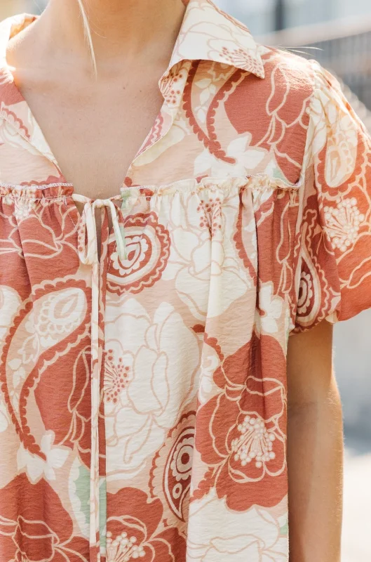 Better Than You Know Cinnamon Orange Floral Dress