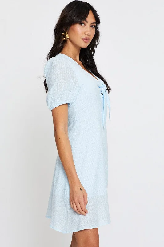 Blue Mini Dress Short Sleeve