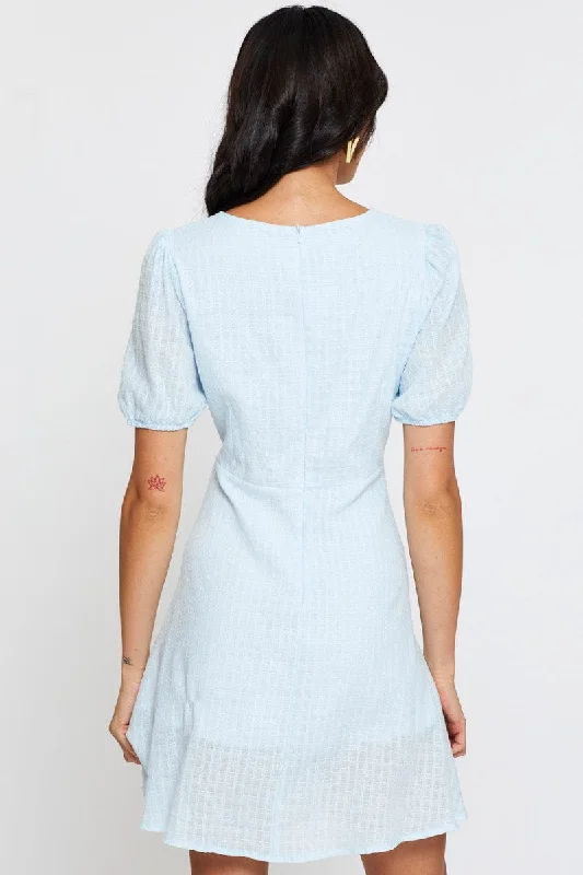 Blue Mini Dress Short Sleeve