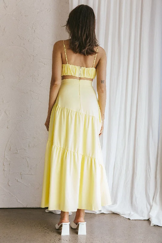 Bondi Waist Tie Maxi Skirt Lemon