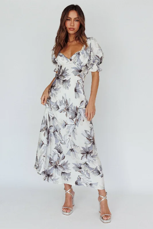 Brigita Tied Back Maxi Dress Floral Blue