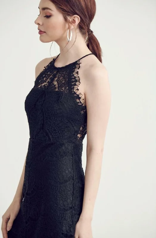 Candice Black Lace Halter Mini Dress