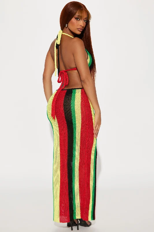 Caribbean Crochet Maxi Dress - Green/combo