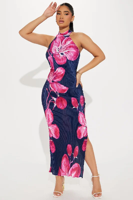 Colette Tropical Maxi Dress - Navy/combo