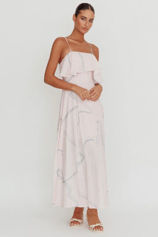 Cressida Line Ruffle Maxi Dress Pink