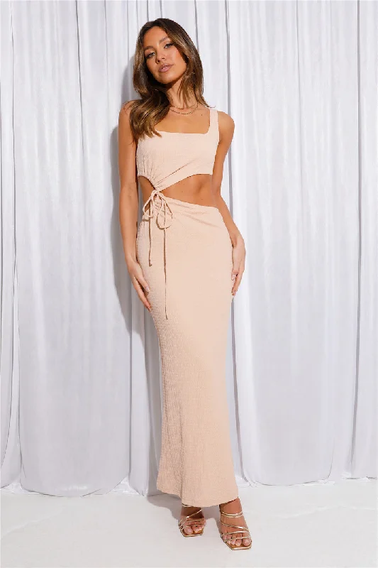 Cut And Polished Maxi Dress Tan