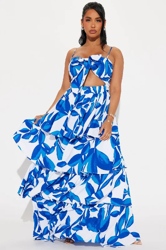 Daniella Tiered Maxi Dress - Royal/combo