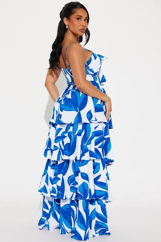 Daniella Tiered Maxi Dress - Royal/combo