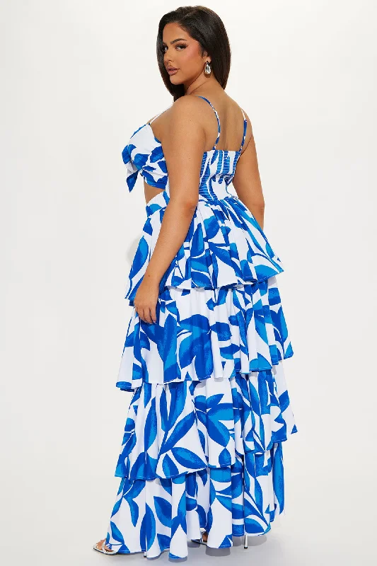 Daniella Tiered Maxi Dress - Royal/combo