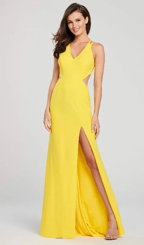 Ellie Wilde - Sexy Cutout Back Sleeveless V Neck Long Dress EW119159 - 1 pc Red In Size 6 and 1 pc Yellow in Size 4 Available