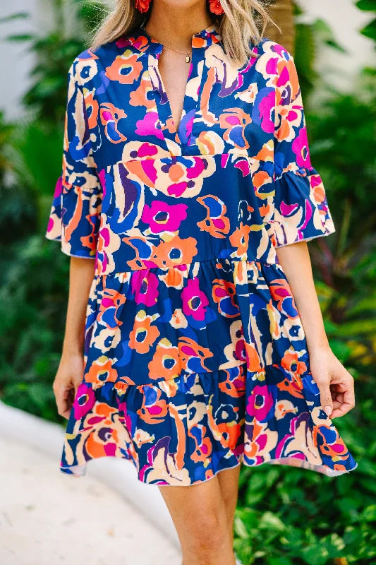 Feeling Like Love Navy Blue Floral Dress