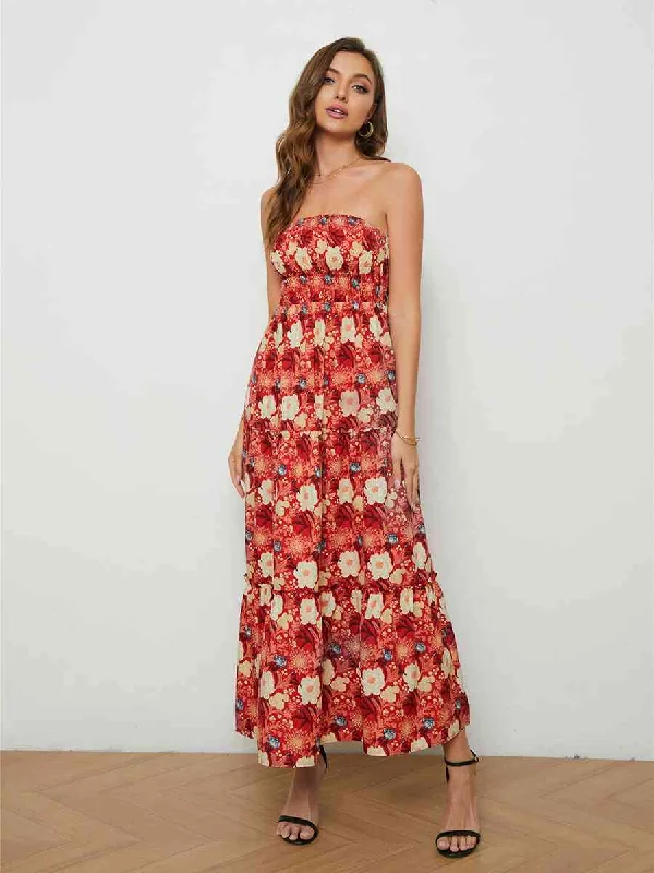 Floral Strapless Low-Back Dress