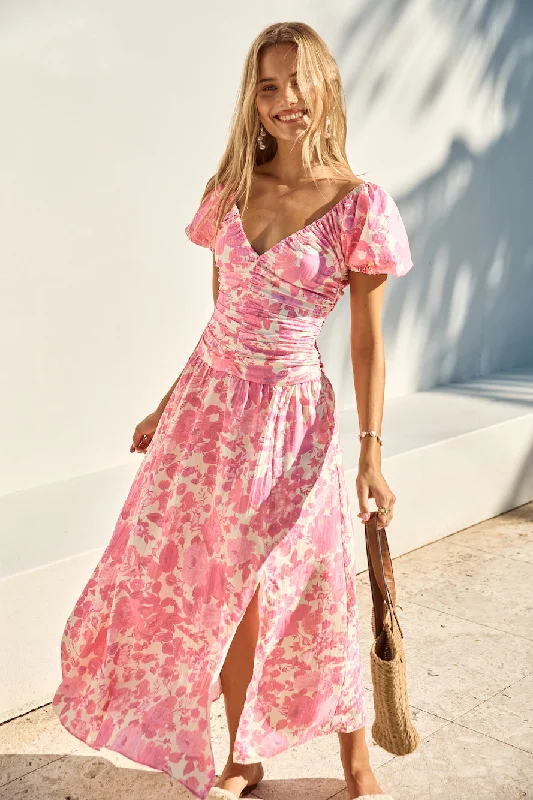 FORTUNATE ONE Garden Party Maxi Dress Pink