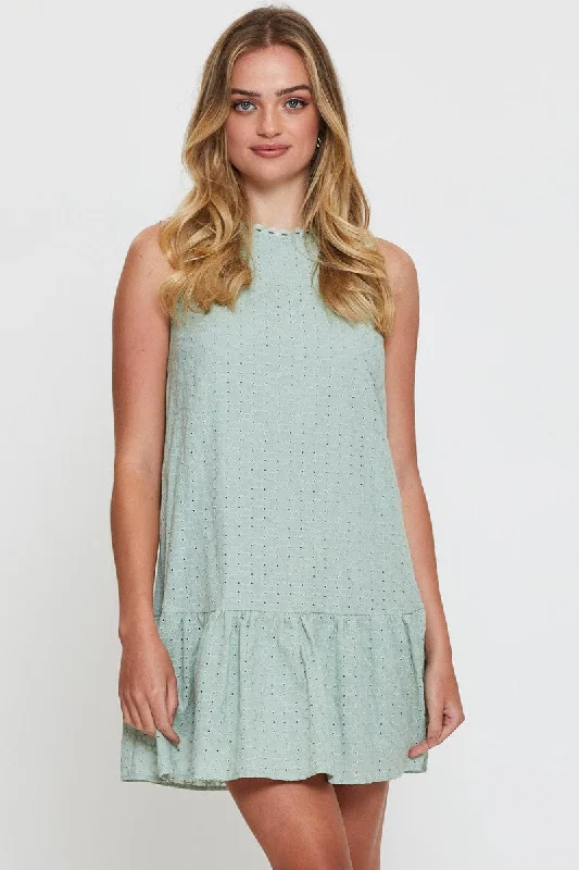 Green A Line Dress Mini