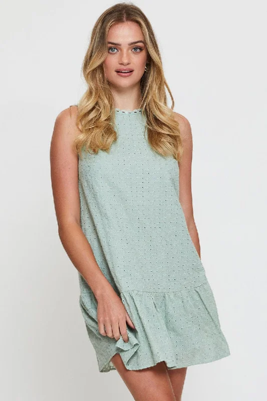 Green A Line Dress Mini