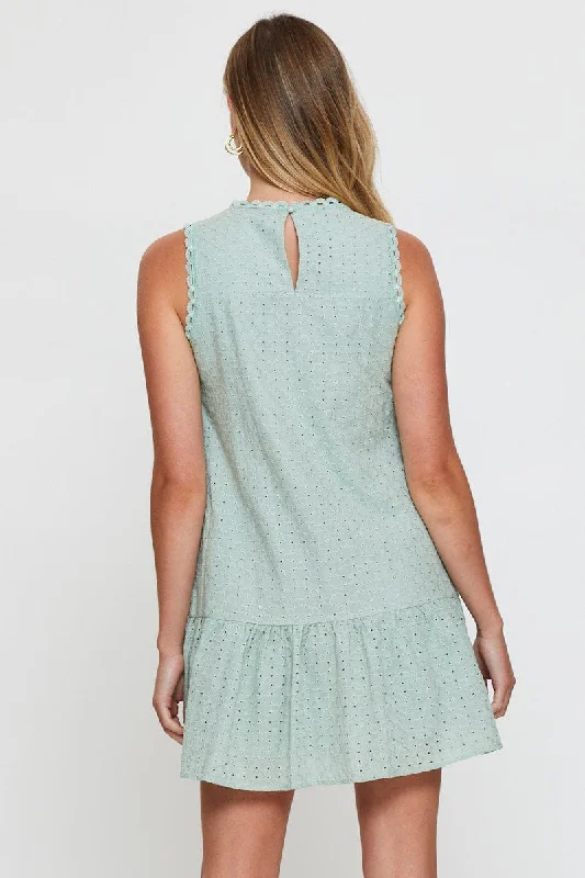 Green A Line Dress Mini