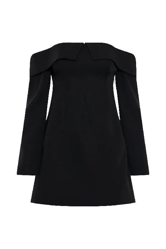 Hugo Suiting Off Shoulder Mini Dress - Black