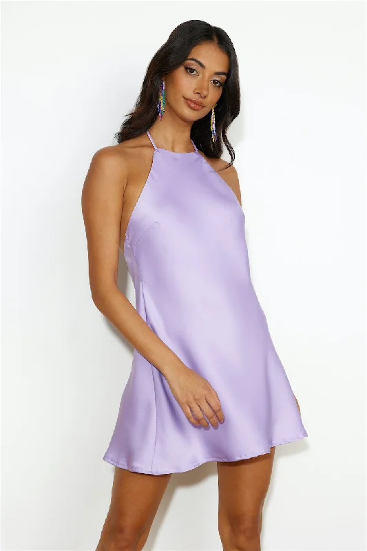 Impressive Style Satin Mini Dress Lilac