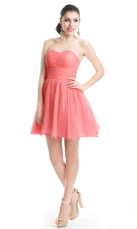 J'Adore Dresses - J5081 Ruched Bodice Fit and Flare Tulle Dress