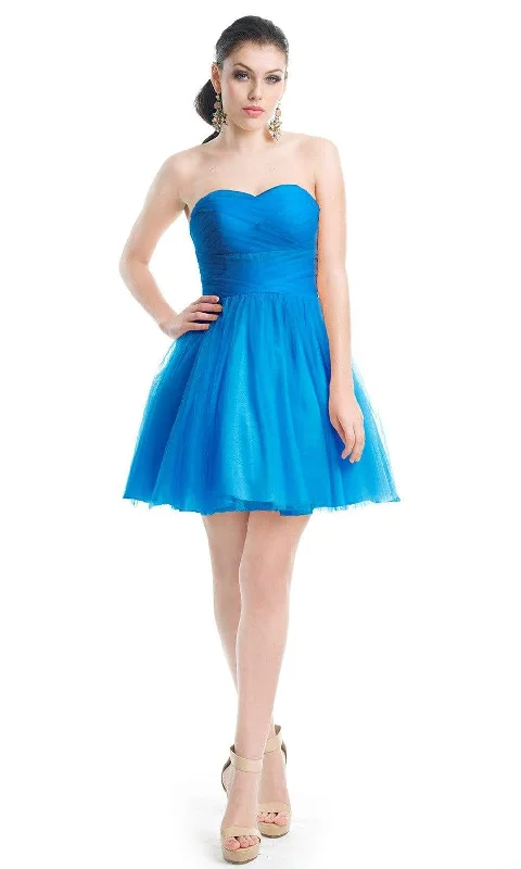 J'Adore Dresses - J5081 Ruched Bodice Fit and Flare Tulle Dress