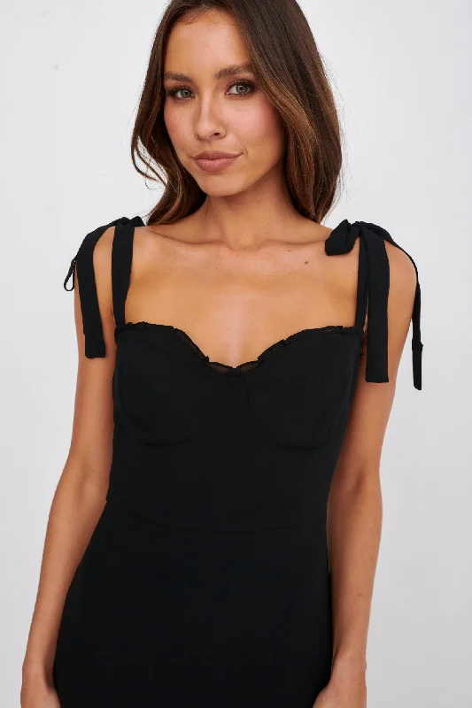 Jezika Tied Shoulder Mini Dress Black