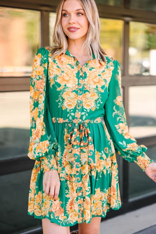 Just Take A Look Green Floral Dress