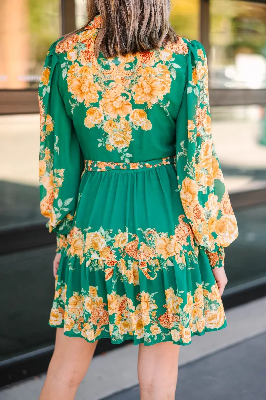 Just Take A Look Green Floral Dress