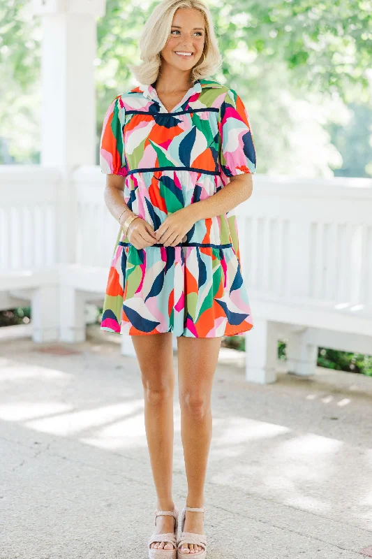 Know You Better Navy Multi Abstract Dress