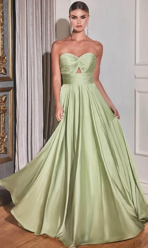 Ladivine 7496 - Keyhole Strapless Satin A-line Gown