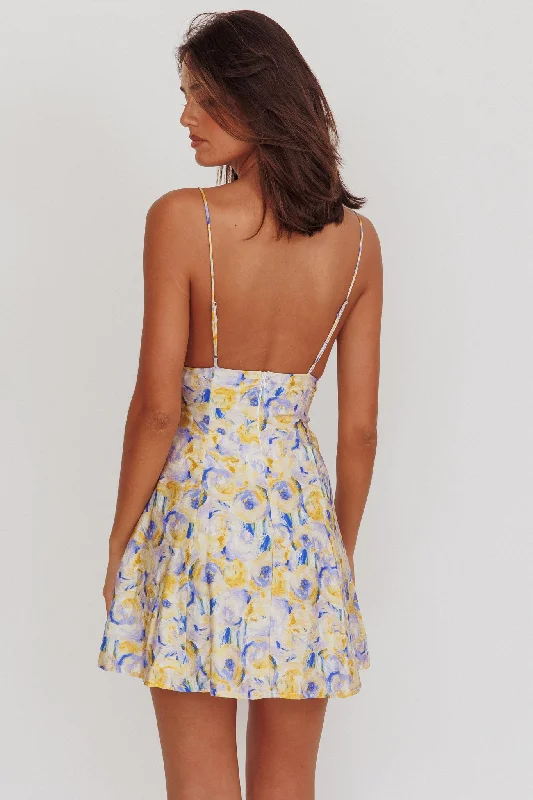 Lead The Way Abstract Print Mini Dress Yellow