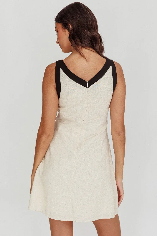 Loving Me Sleeveless A-line Mini Dress Oat