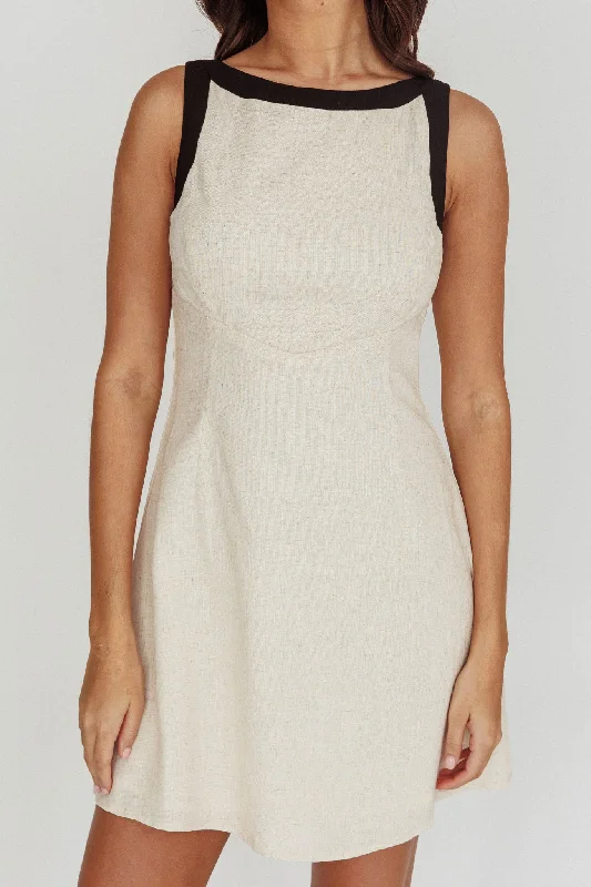 Loving Me Sleeveless A-line Mini Dress Oat