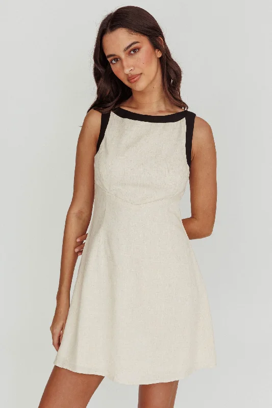 Loving Me Sleeveless A-line Mini Dress Oat