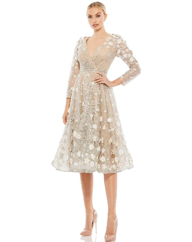 Mac Duggal Long Sleeve Floral Cocktail Dress Sale