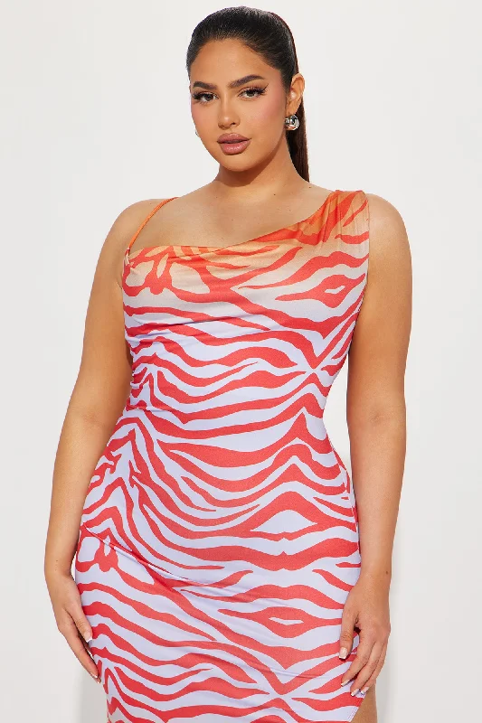 Madison Abstract Maxi Dress - Orange/combo