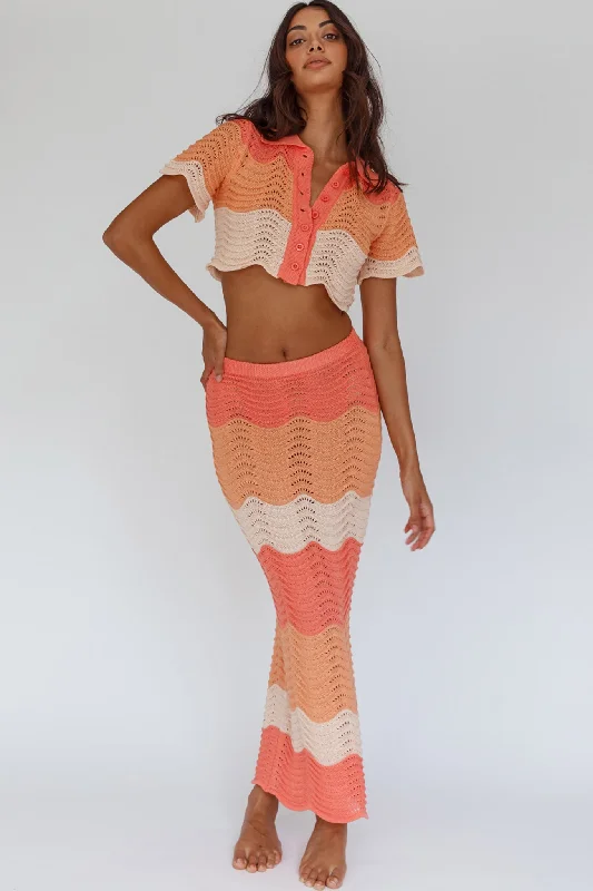 May Blooms Button Up Crop Top Tangerine